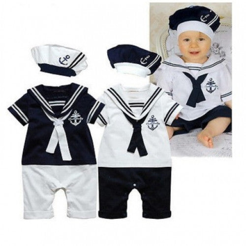 Sailor Collar Costume Suit Grow Romper Pants