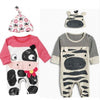 Zebra Cow One-Piece Romper Hat Twin Set